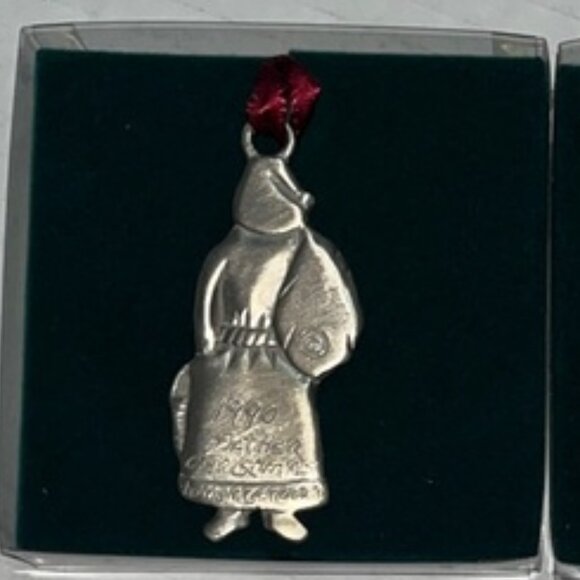 Vintage Longaberger Commemorative Santa Collection Pewter Ornaments - Box of 4 - Picture 8 of 15